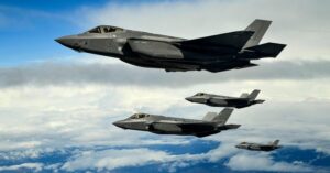 F-35A Lightning II aircraft fly in formation